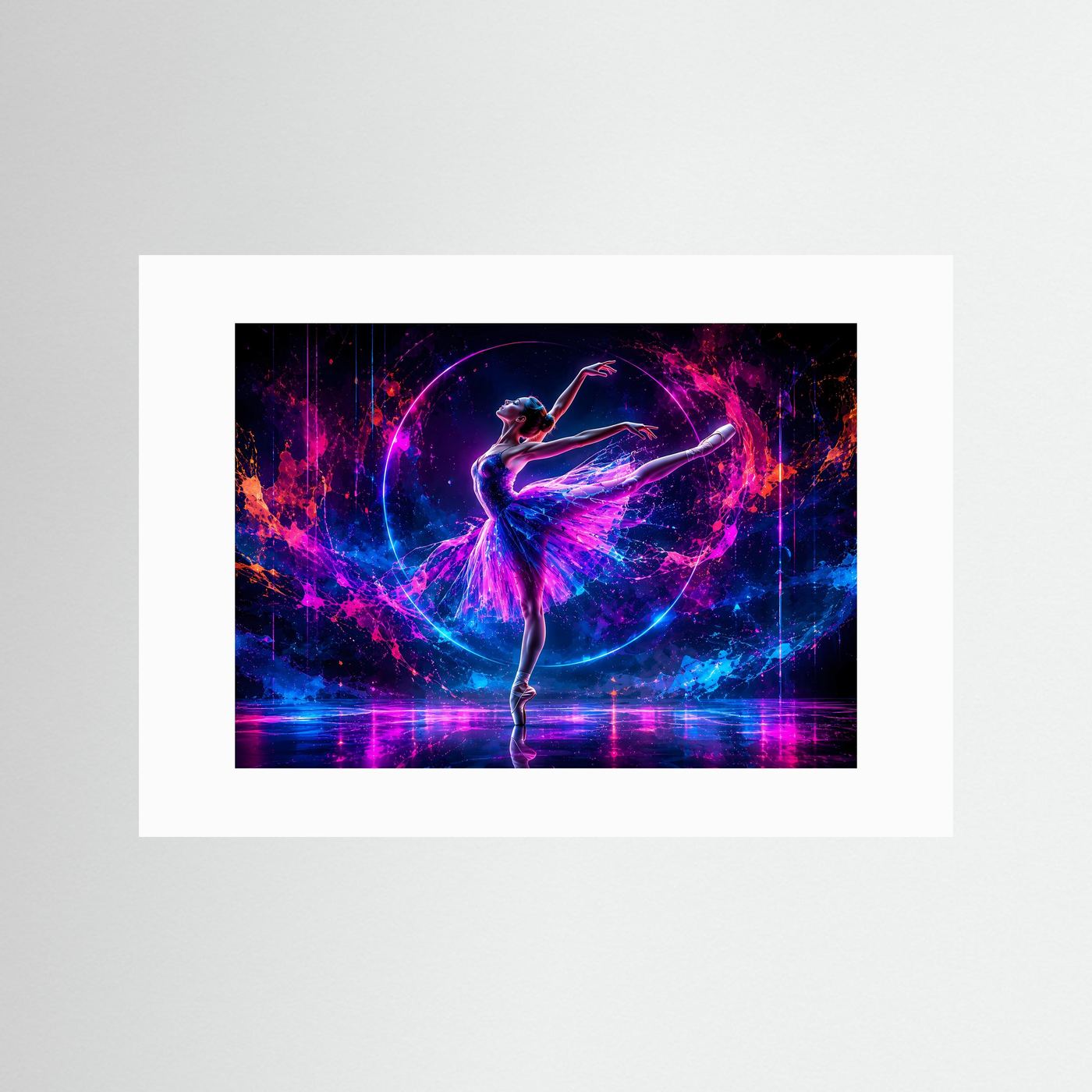 Neon Ballerina Poster | Leuchtende Tanzkunst in Pink Blau | Moderne Abstrakte Ballett Wandkunst | Futuristischer Kunstdruck