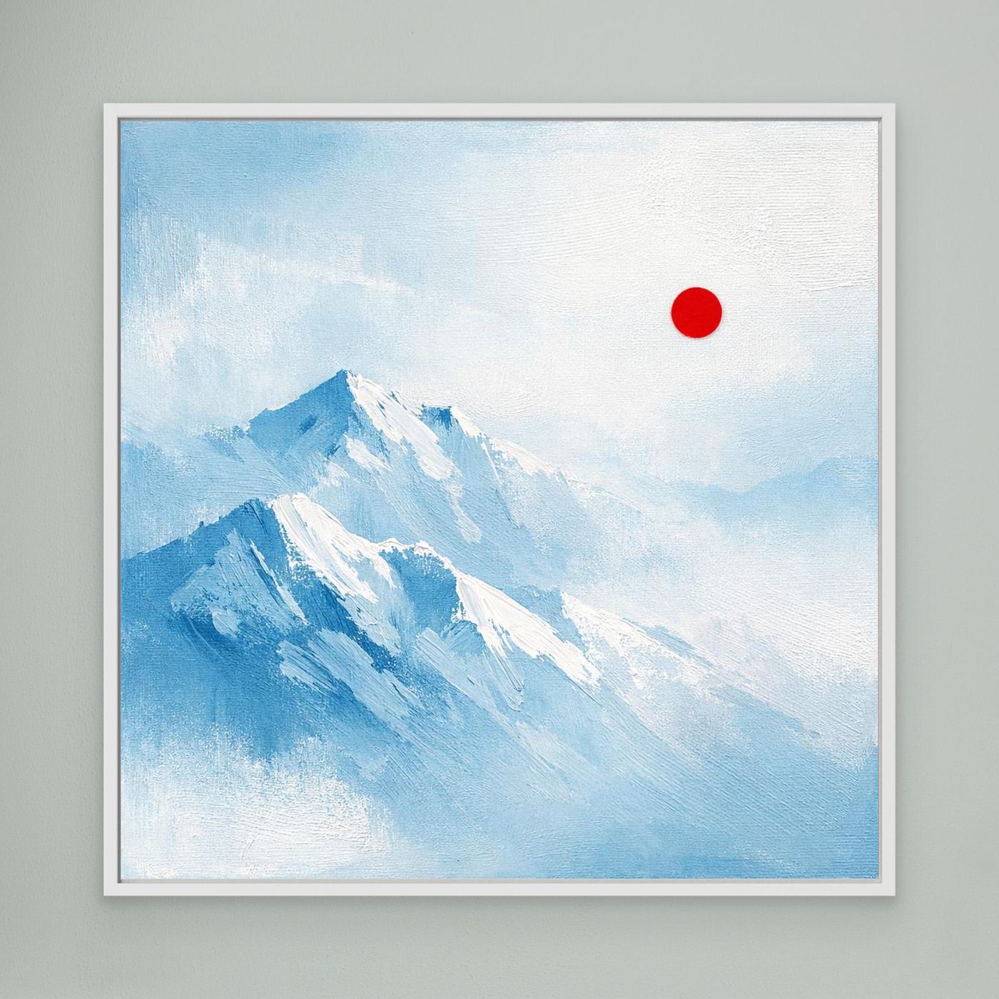 Leinwand Abstraktes Zugspitze Berg Wandbild | Alpin Minimalistisch Blau Weiß