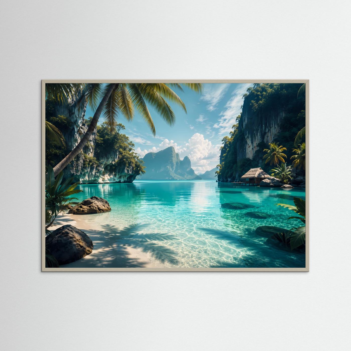 Tropische Lagune Wandbild | Paradiesischer Strand Poster | Exotische Insel Landschaft | Türkises Meer Leinwand | Karibik Natur Wanddekoration