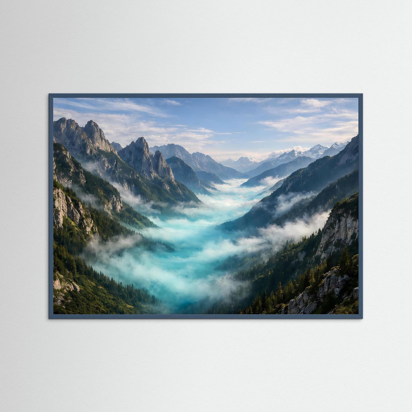 Poster Alpenlandschaft im Nebeltal | Magischer Bergwald Wandbild