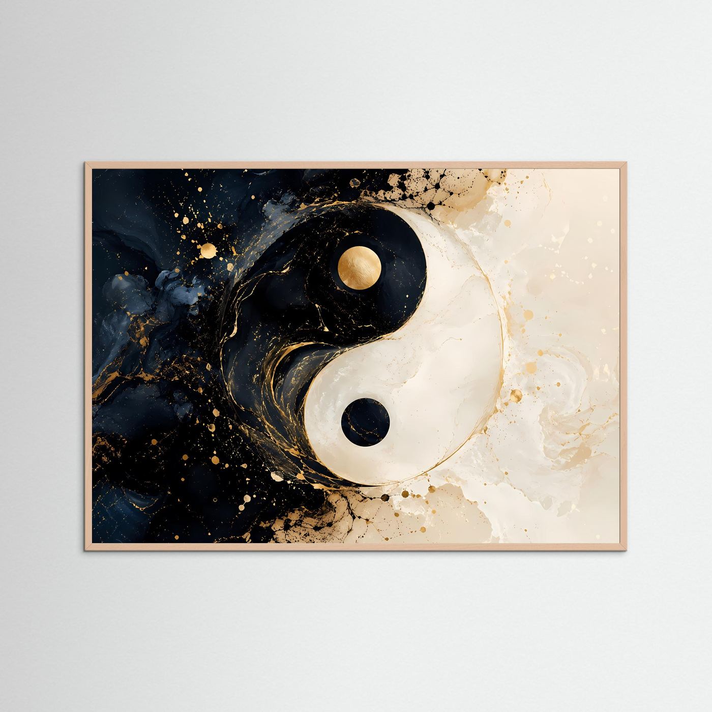 Kosmische Harmonie | Abstraktes Yin Yang & Marmor Poster mit Gold- und Galaxie-Akzenten