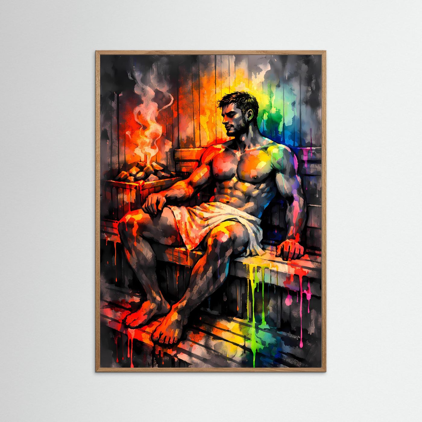 Oase der Entspannung | Abstraktes Sauna & Wellness Poster in lebendigen Farben | Modernes Kunstposter Hochformat