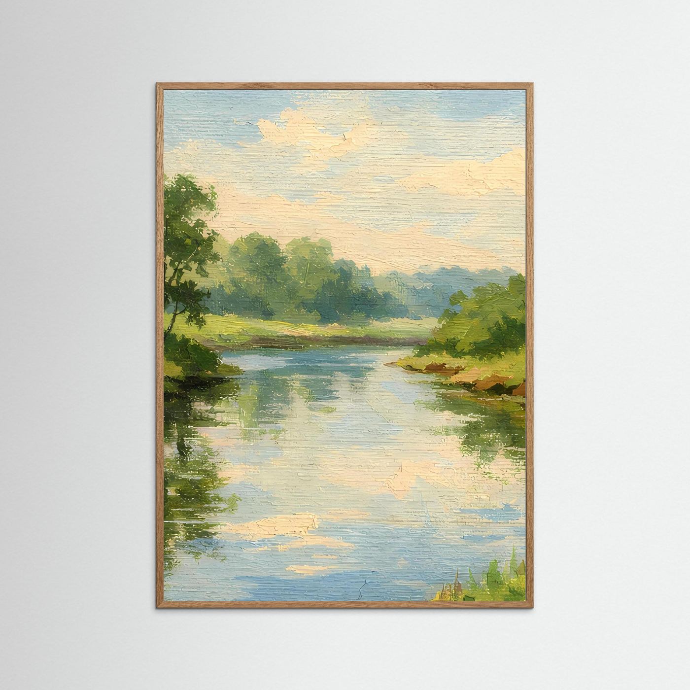 Poster Idylle am Flussufer | Klassisches Landschafts-Ölgemälde als Wandbild