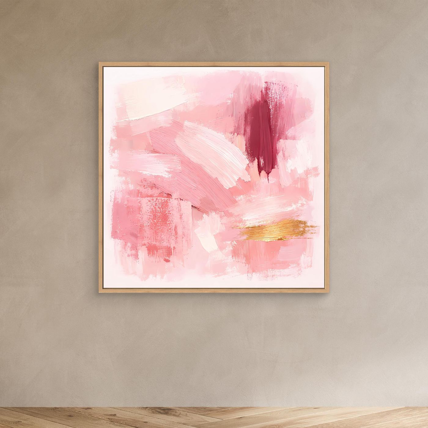 Leinwand Abstraktes Gemälde in Rosa und Gold | Modernes Elegantes Wandbild Pastell