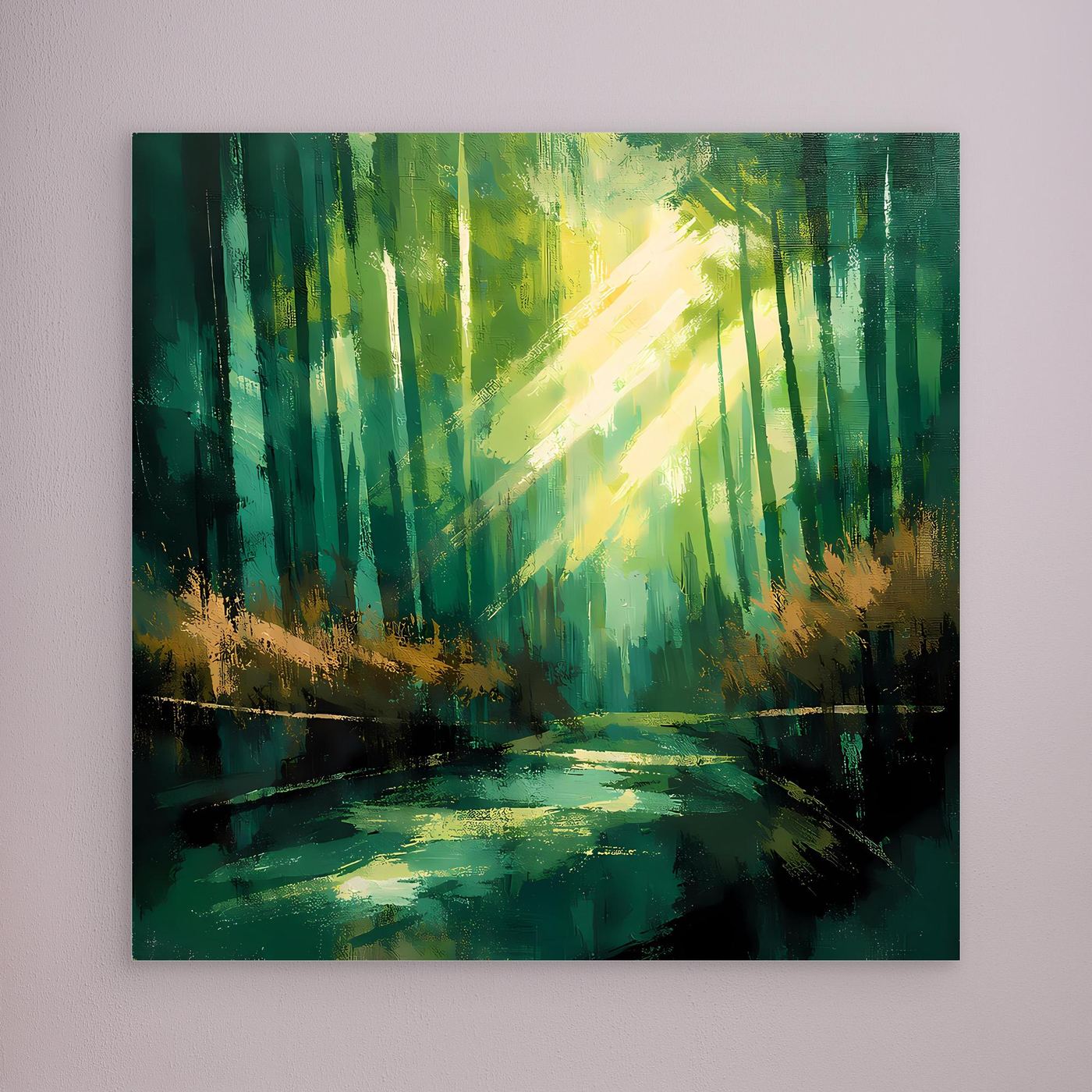 Leinwand Lichtdurchfluteter Zauberwald | Abstraktes Natur Wandbild