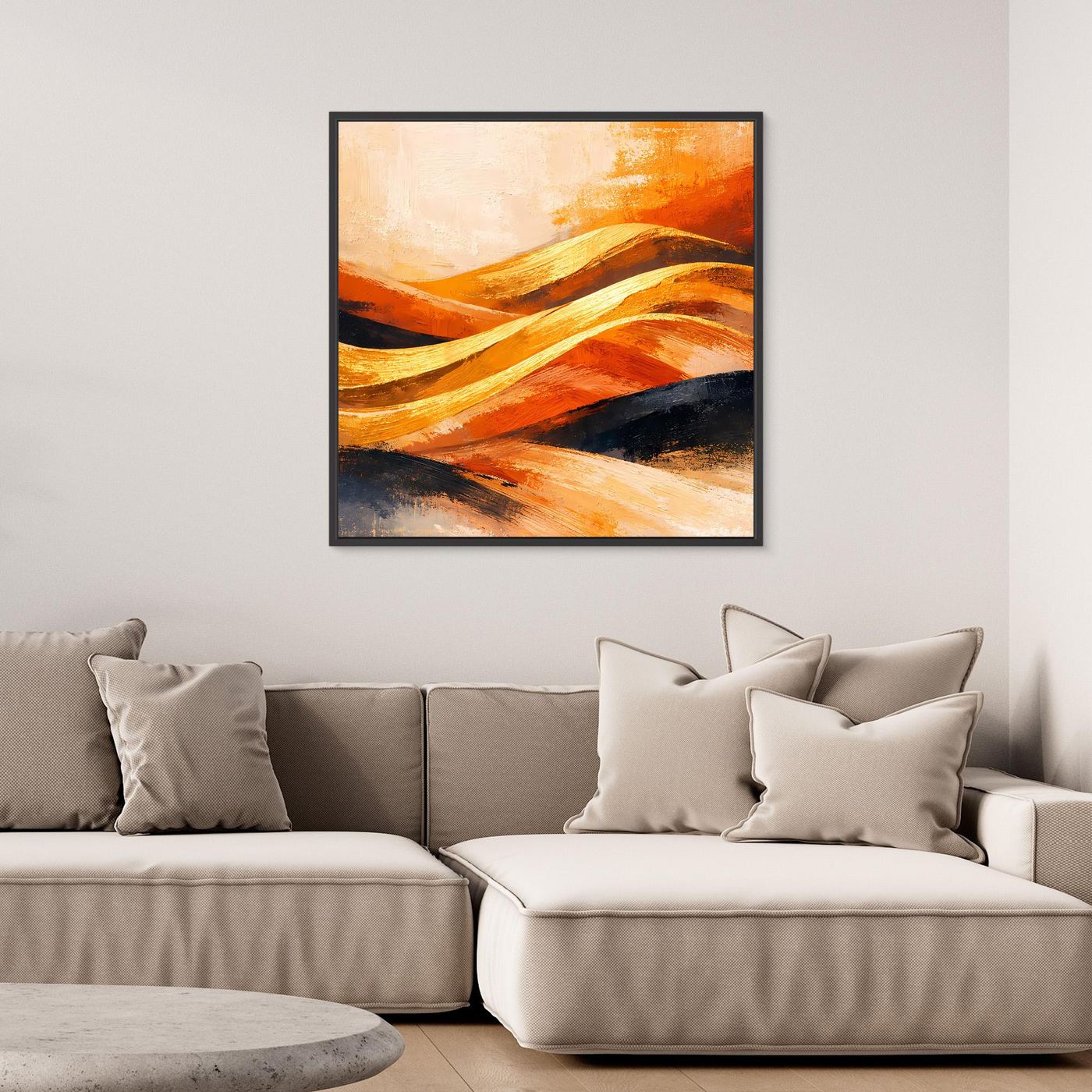 Leinwand Goldene Wüstendünen | Abstraktes Modern Art Landschafts Wandbild