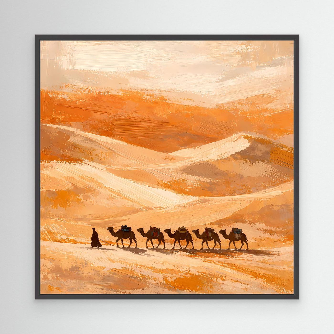 Leinwand Kamelkarawane in der Wüste | Abstraktes Orient Wandbild