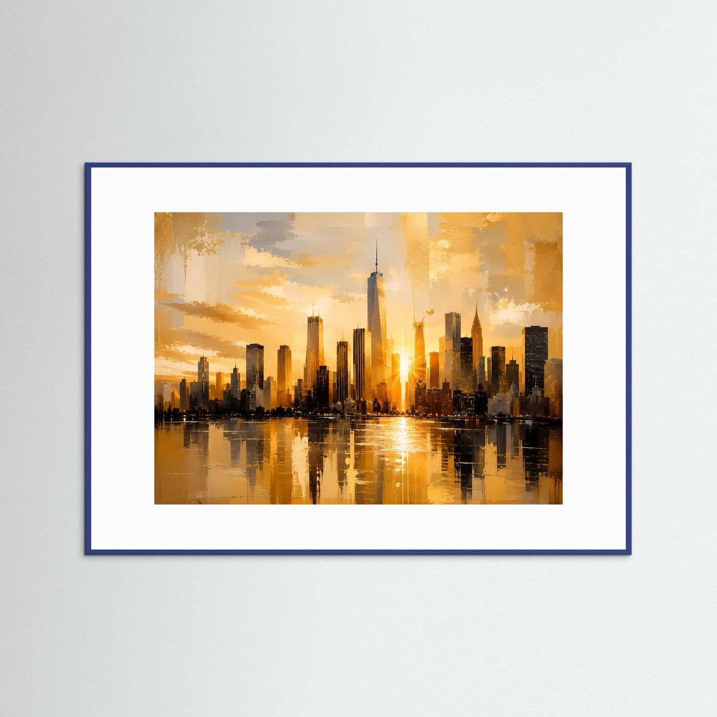 Luxuriöse Skyline von New York in Gold | Moderne City Wall Art Poster Querformat