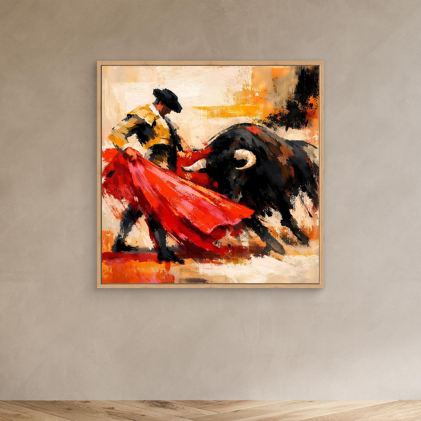 Premium Leinwand Matador und Stier Abstrakt | Modernes Kunst Poster Spanien Wandbild