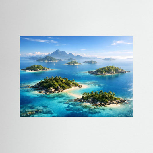 Poster Tropisches Inselparadies aus der Vogelperspektive | Majestätisches Ozean Wandbild