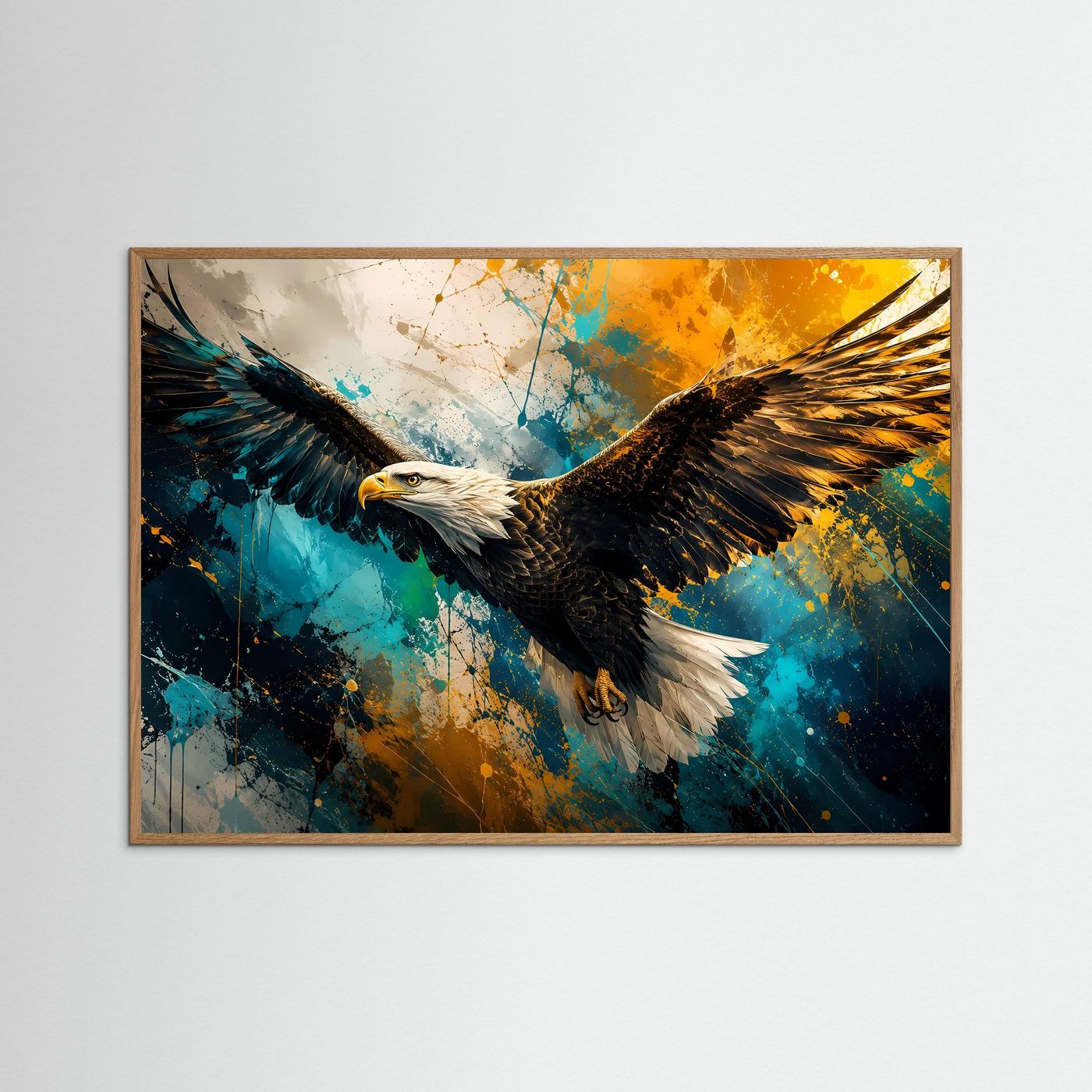 Weißkopfseeadler Poster | Adler Wandbild Modern | Kraftvolles Tiermotiv in Blau und Gold