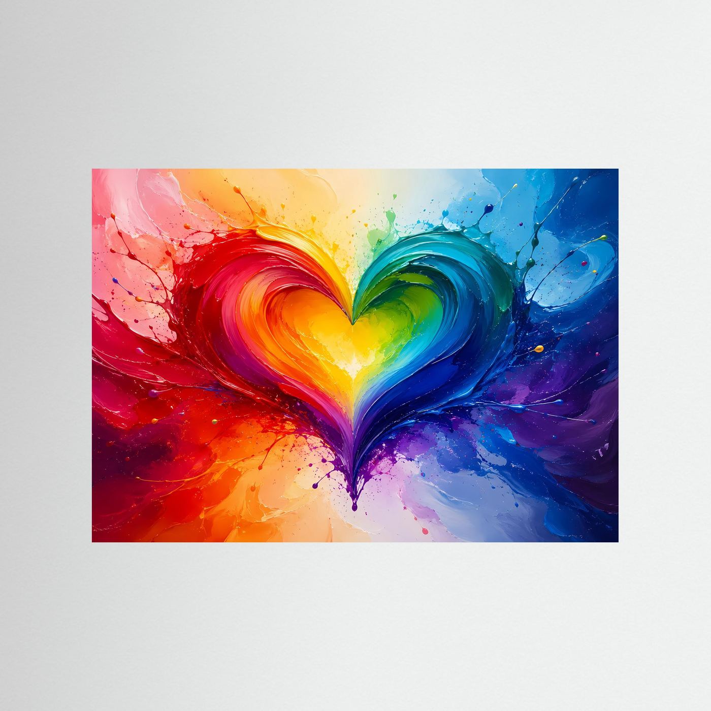 Regenbogen Herz Poster | Abstrakte Liebe Wandkunst | LGBTQ+ Herz Kunst | Farbenfrohes Modernes Wandbild