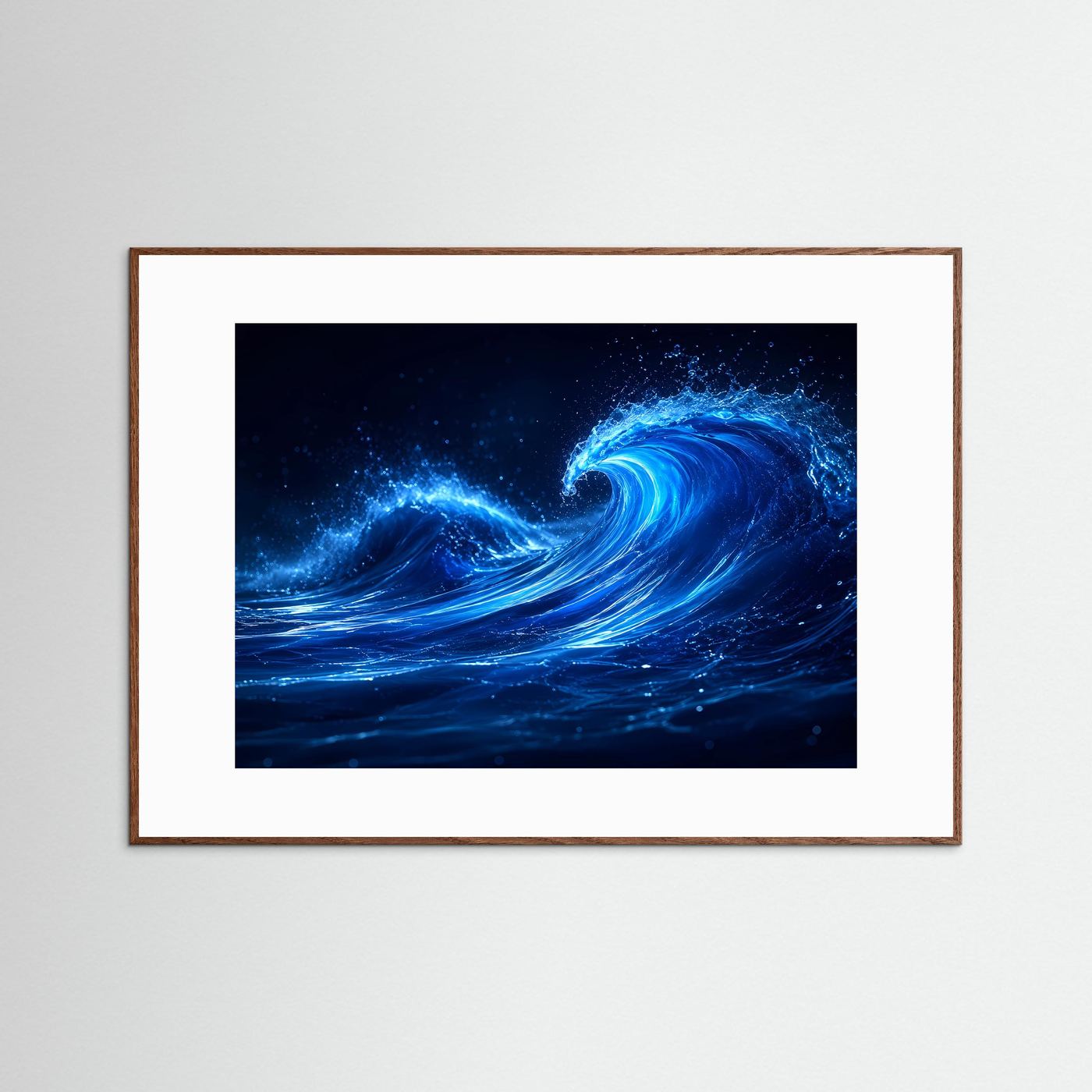 Kraft der Ozeane | Leuchtende Blaue Welle Poster im Modern Art Stil