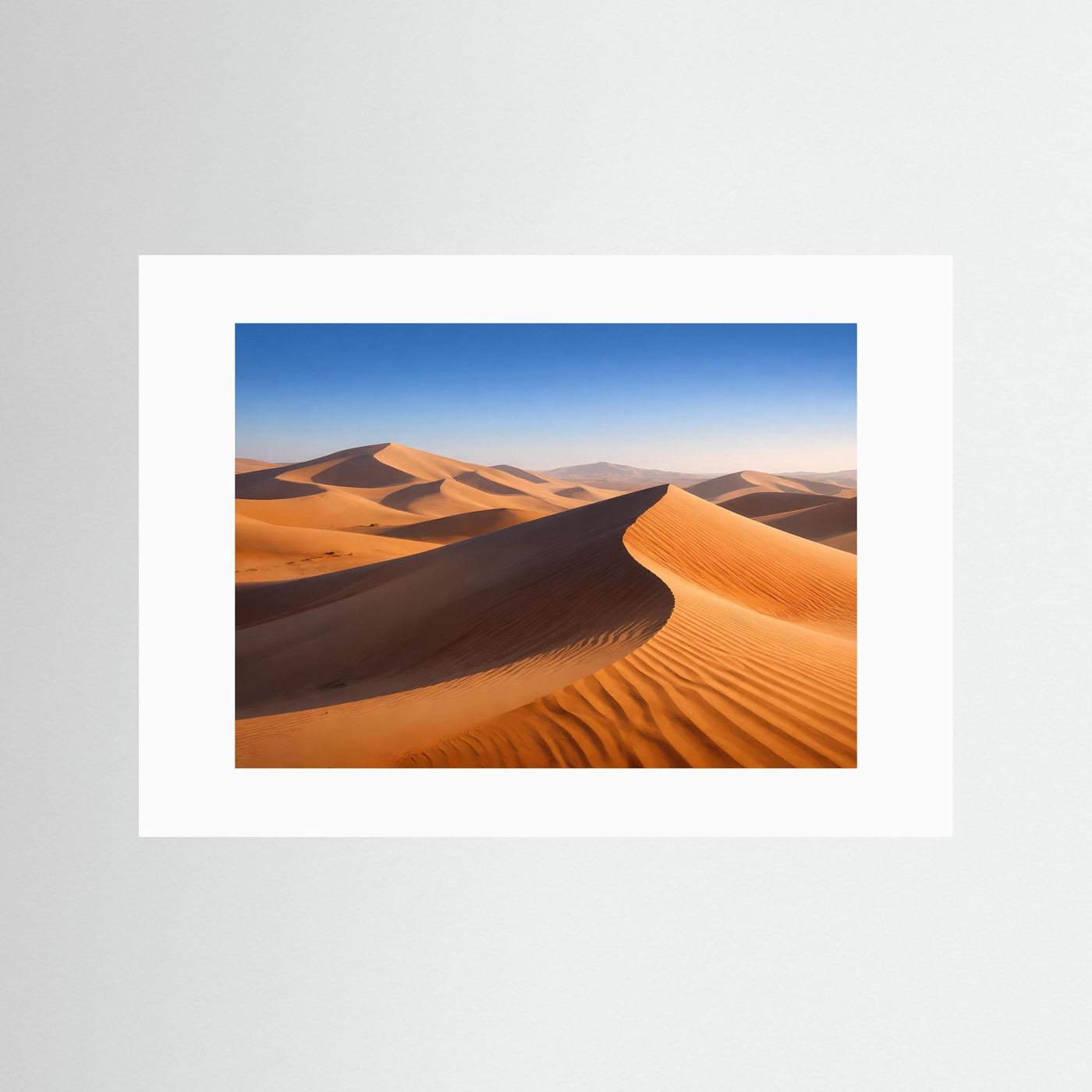 Poster mit Sahara-Wüstendünen, weißer Rand ohne sichtbaren Holzrahmen