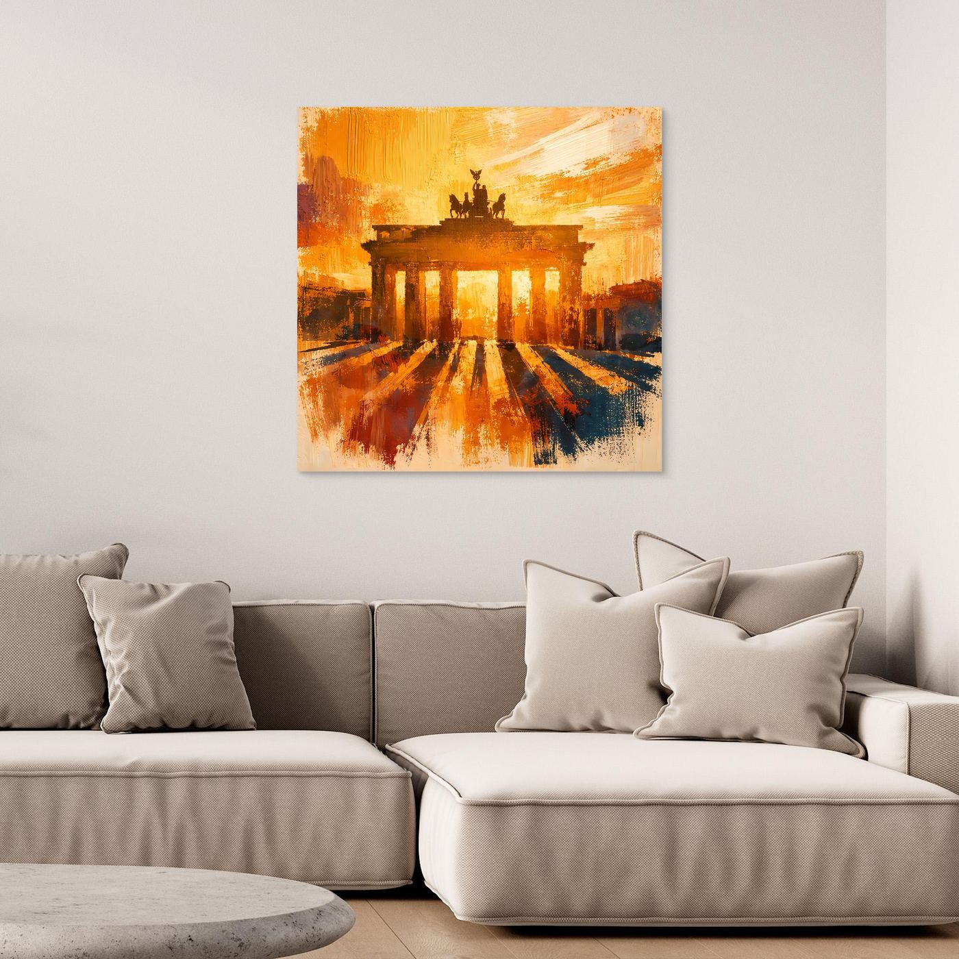 Leinwand Brandenburger Tor Goldene Abendstimmung | Abstraktes Berlin Wandbild