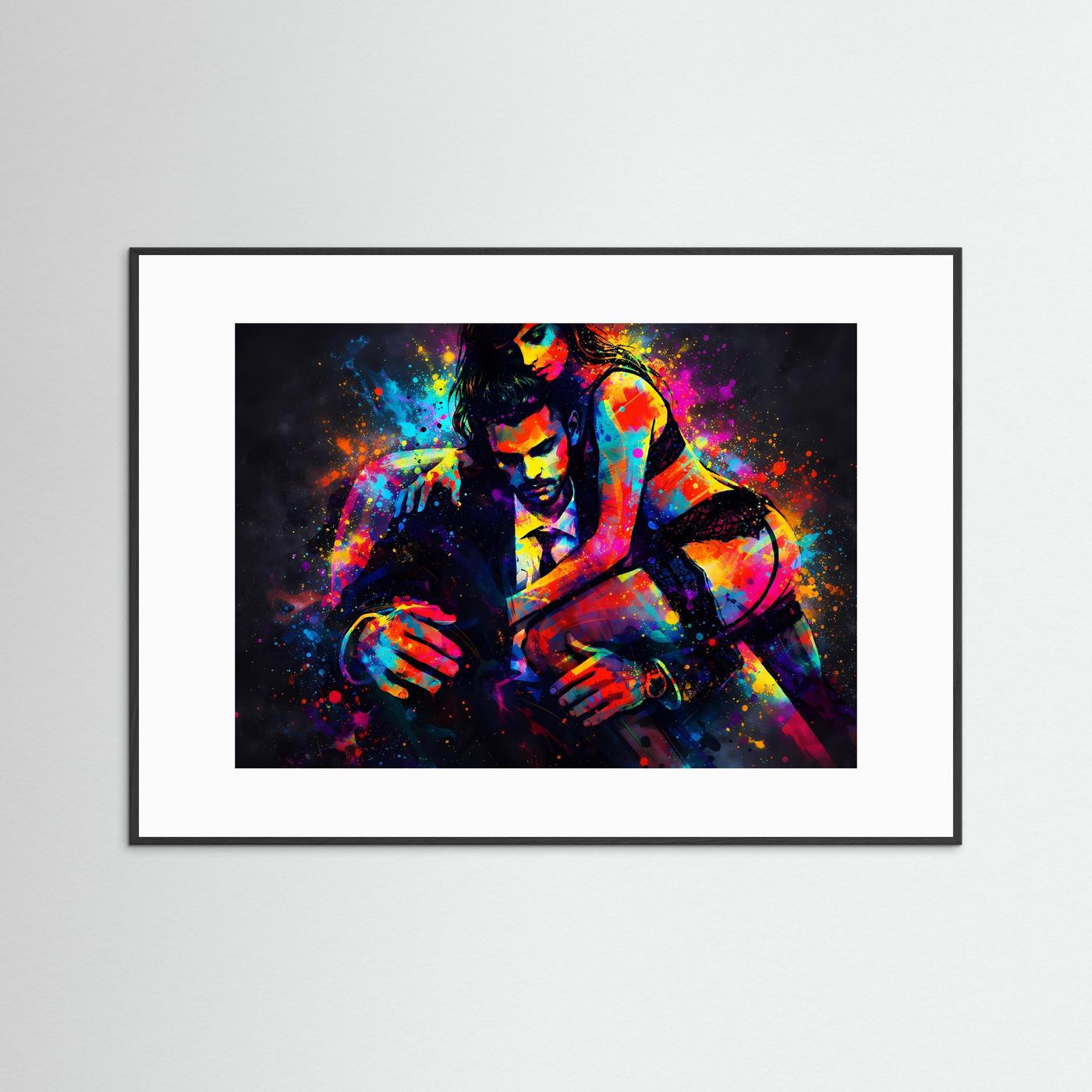 Abstrakte Duo‑Farbszene | Buntes Kunstposter Querformat