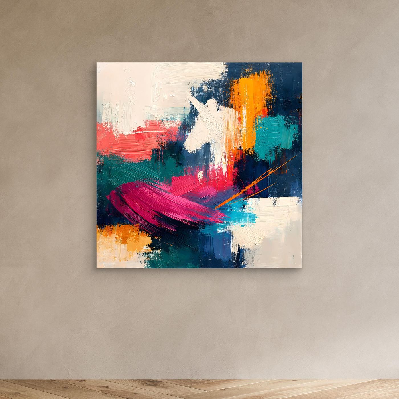 Leinwand Mystisches Einhorn im Farbenmeer | Abstraktes Fantasy Wandbild