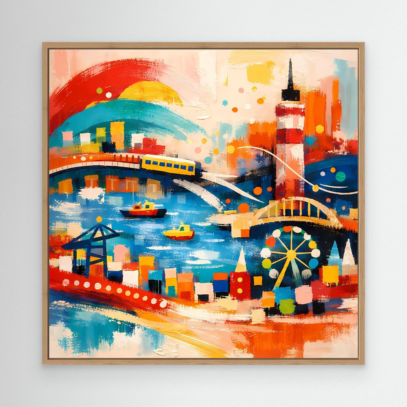 Leinwand Abstraktes Hamburg Hafen Wandbild | Buntes Maritimes Kunstwerk
