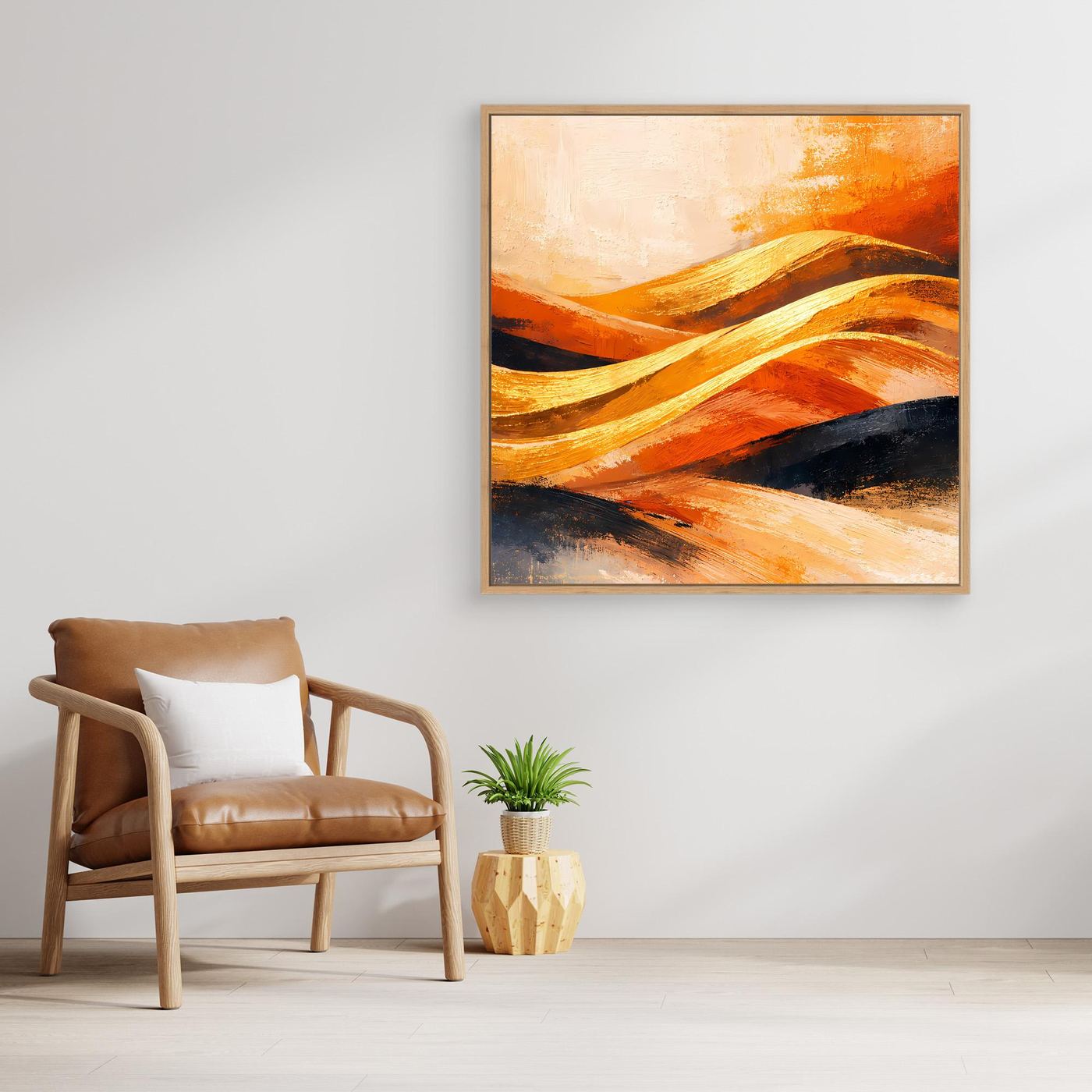 Leinwand Goldene Wüstendünen | Abstraktes Modern Art Landschafts Wandbild