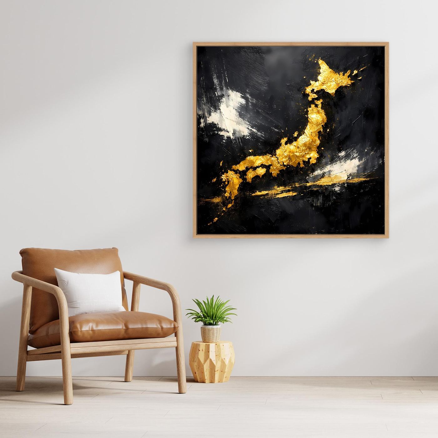 Leinwand Elegante Japan-Karte in Gold & Schwarz | Modernes Abstraktes Wandbild