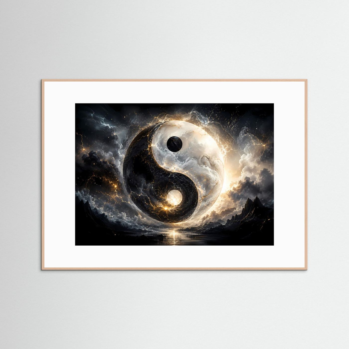 Yin Yang Poster | Spirituelle Wandkunst | Kosmisches Balance Symbol | Abstrakte Schwarz Weiß Kunst | Moderner Fine Art Kunstdruck