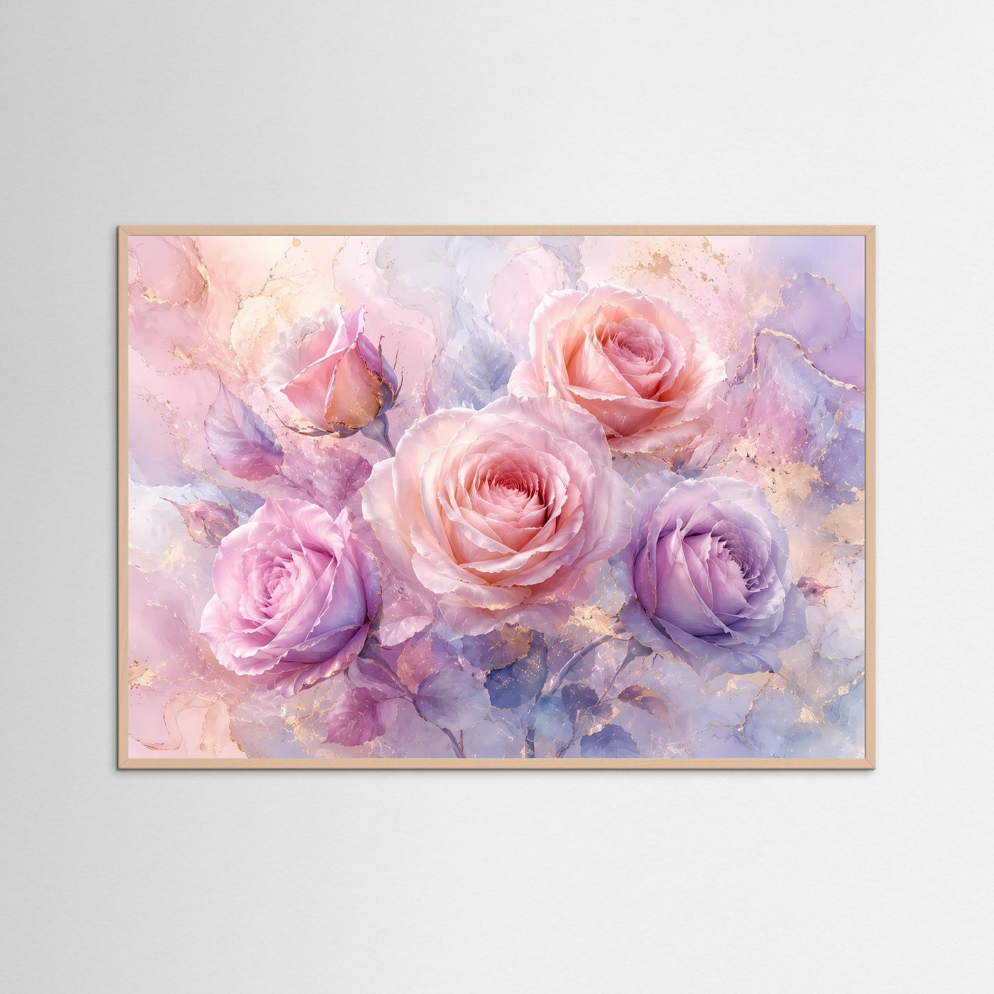 Rosen Poster Pastell | Zarte Rosenblüten in Rosa & Flieder | Florale Wandkunst | Modernes Blumenbild | Leinwand | Premium Wall Art