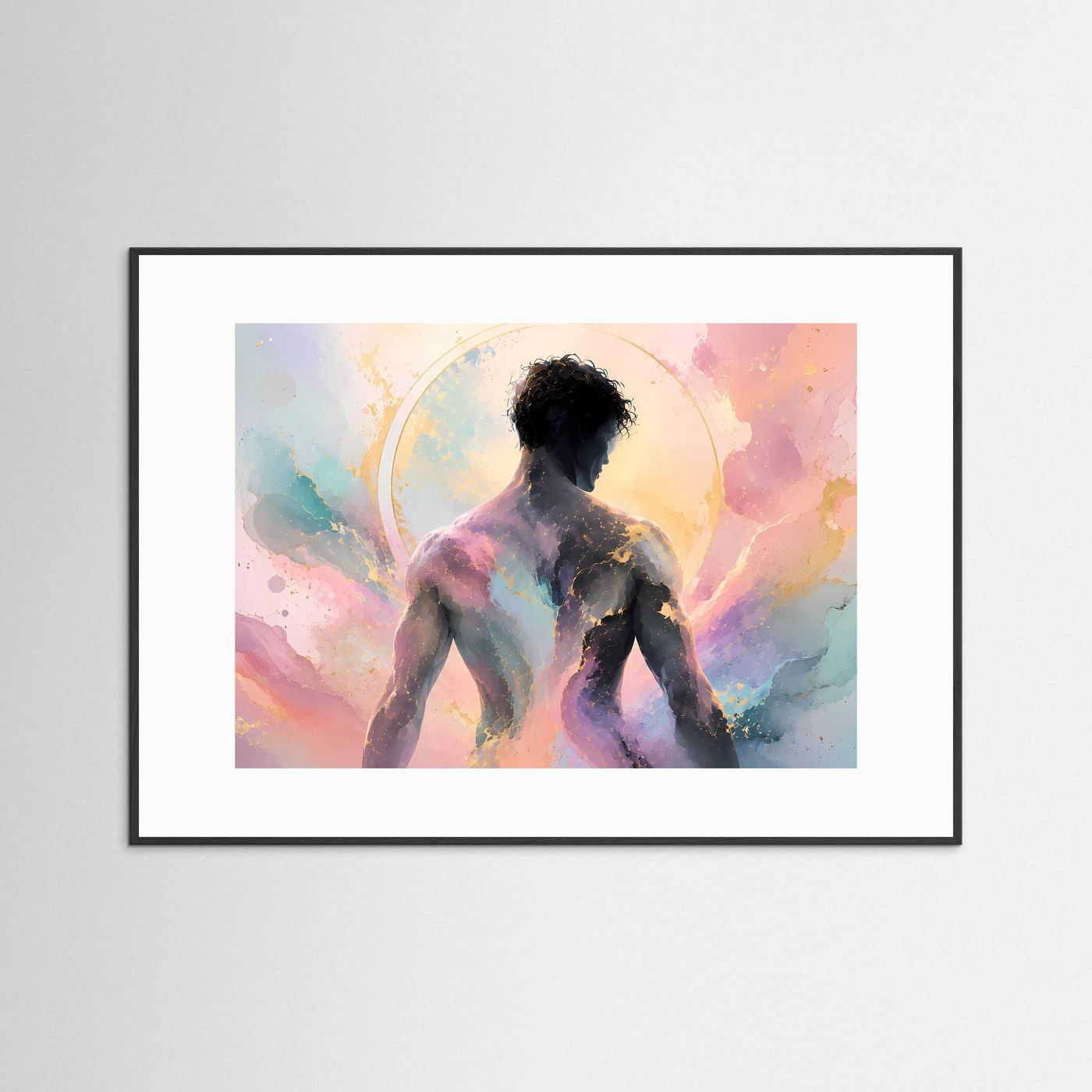 Männer Silhouette Poster Querformat | Abstrakte Figur in Pastell | Moderne Minimalistische Wandkunst