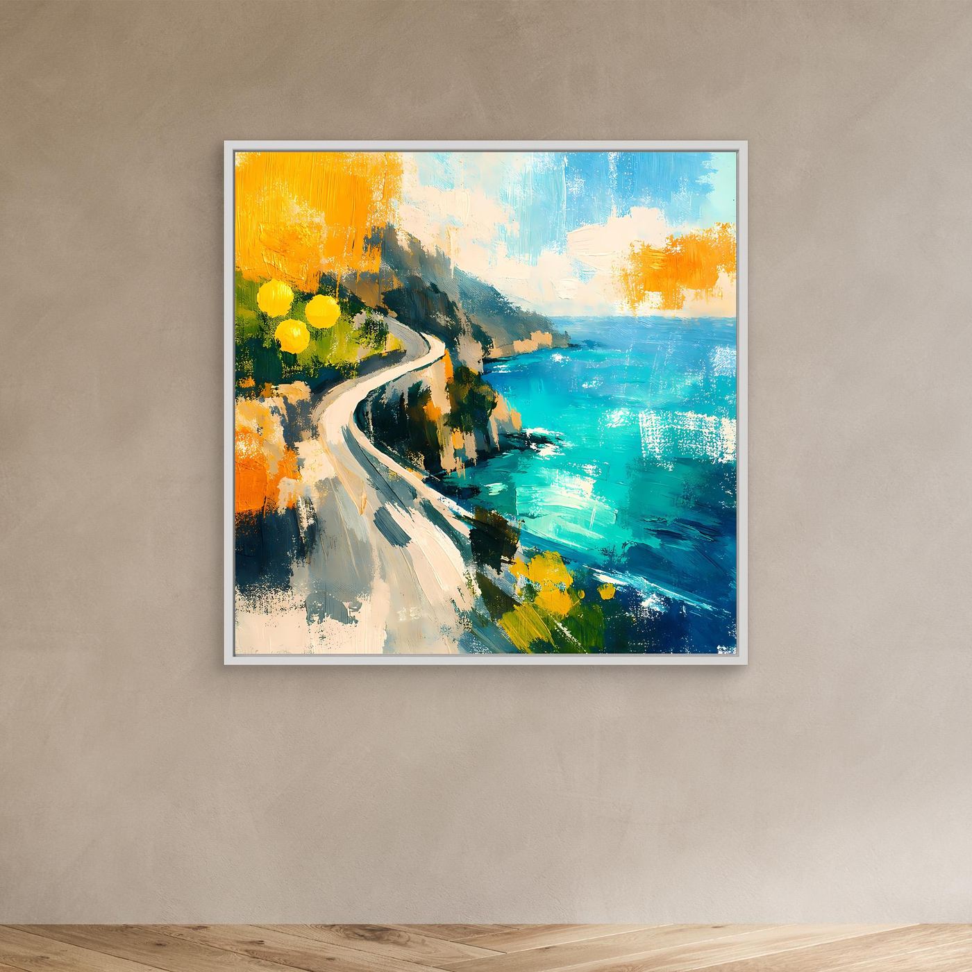 Leinwand Malerische Küstenstraße am Meer | Abstraktes Amalfi Wandbild
