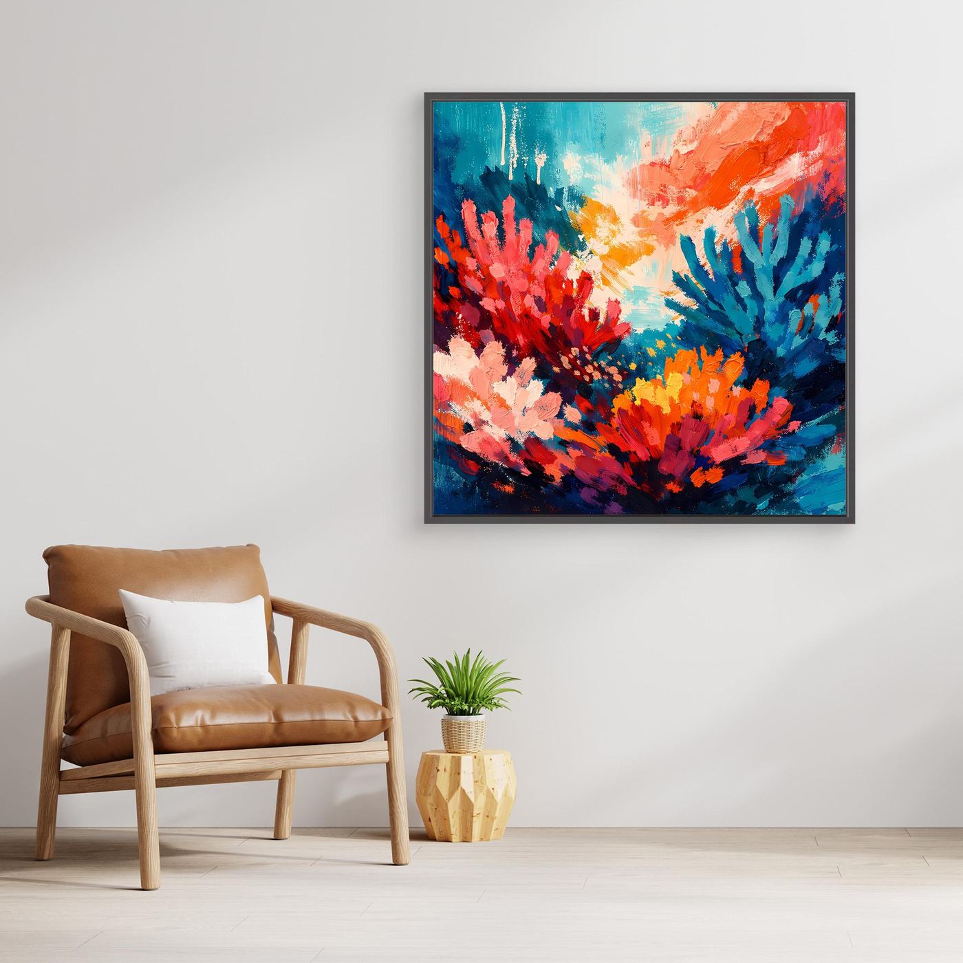 Leinwand Abstraktes Korallenriff im Farbenrausch | Modernes Unterwasser Wandbild
