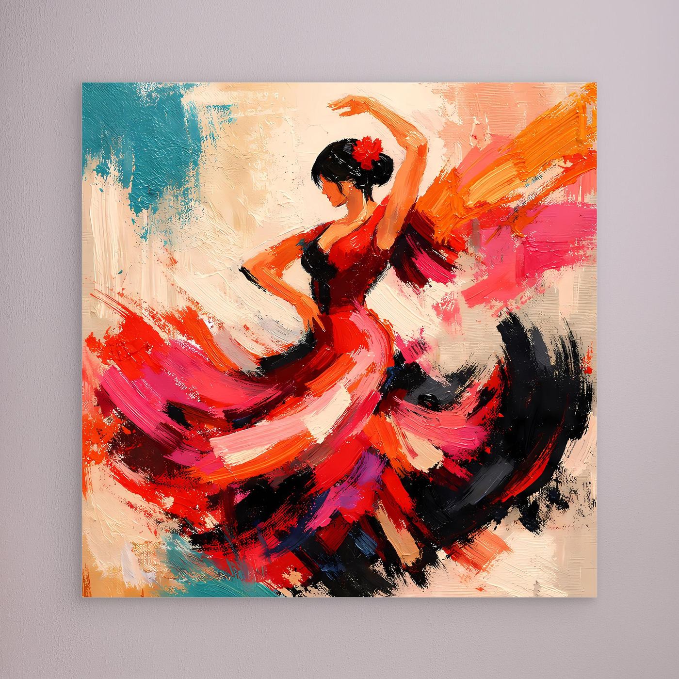 Premium Leinwand Flamenco Tänzerin Abstrakt | Modernes Kunst Poster Spanische Wanddeko