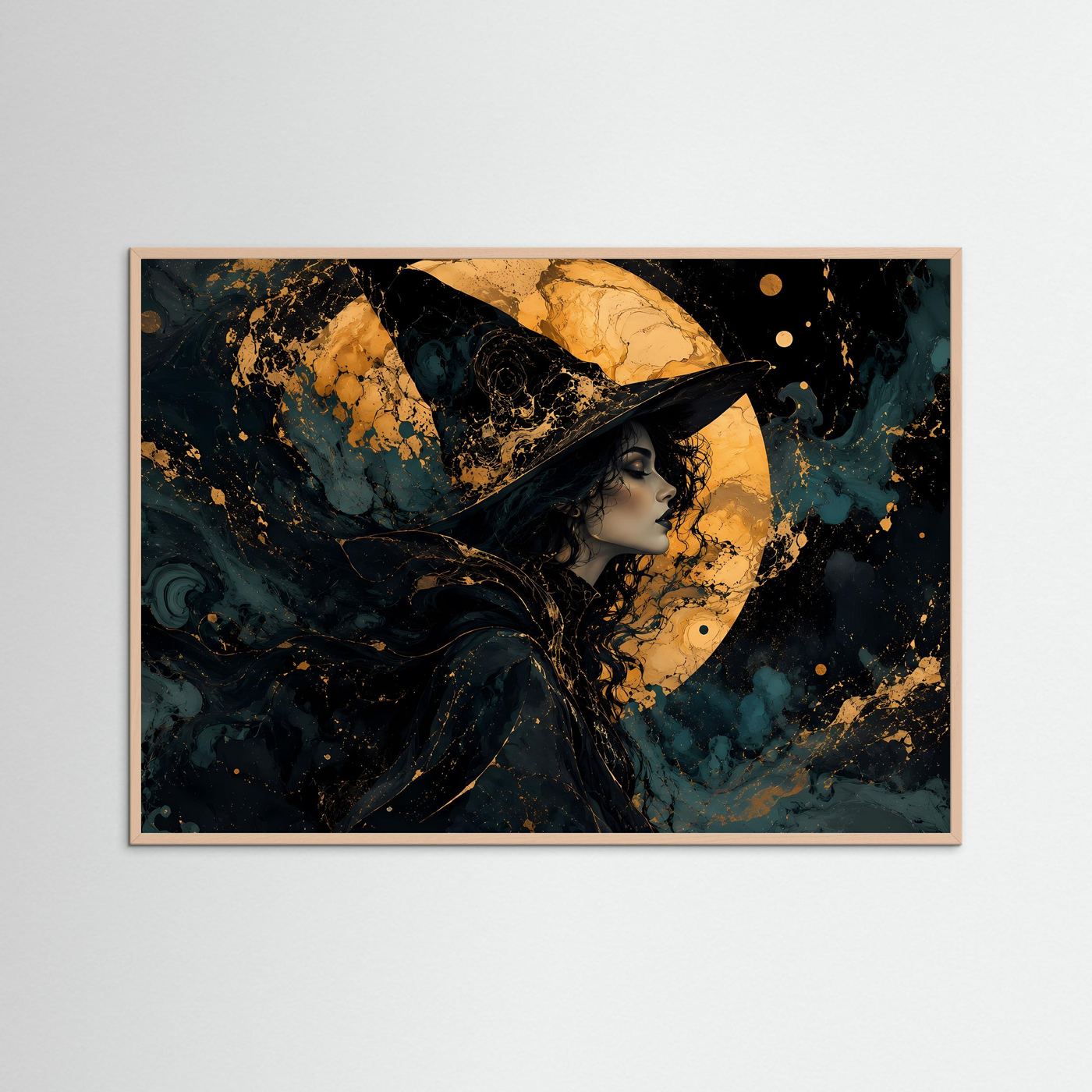 Mystische Hexe im Mondschein | Modernes Fantasy & Magie Poster im Hochformat