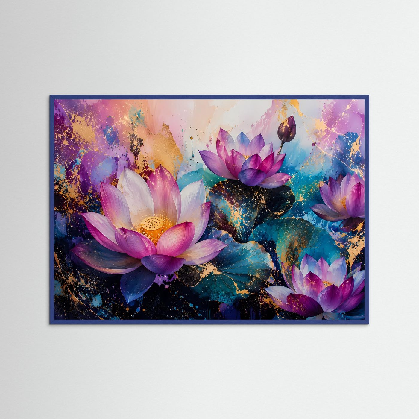 Elegante Lotosblüten in Pink & Gold | Moderne abstrakte Blumen Kunst Poster