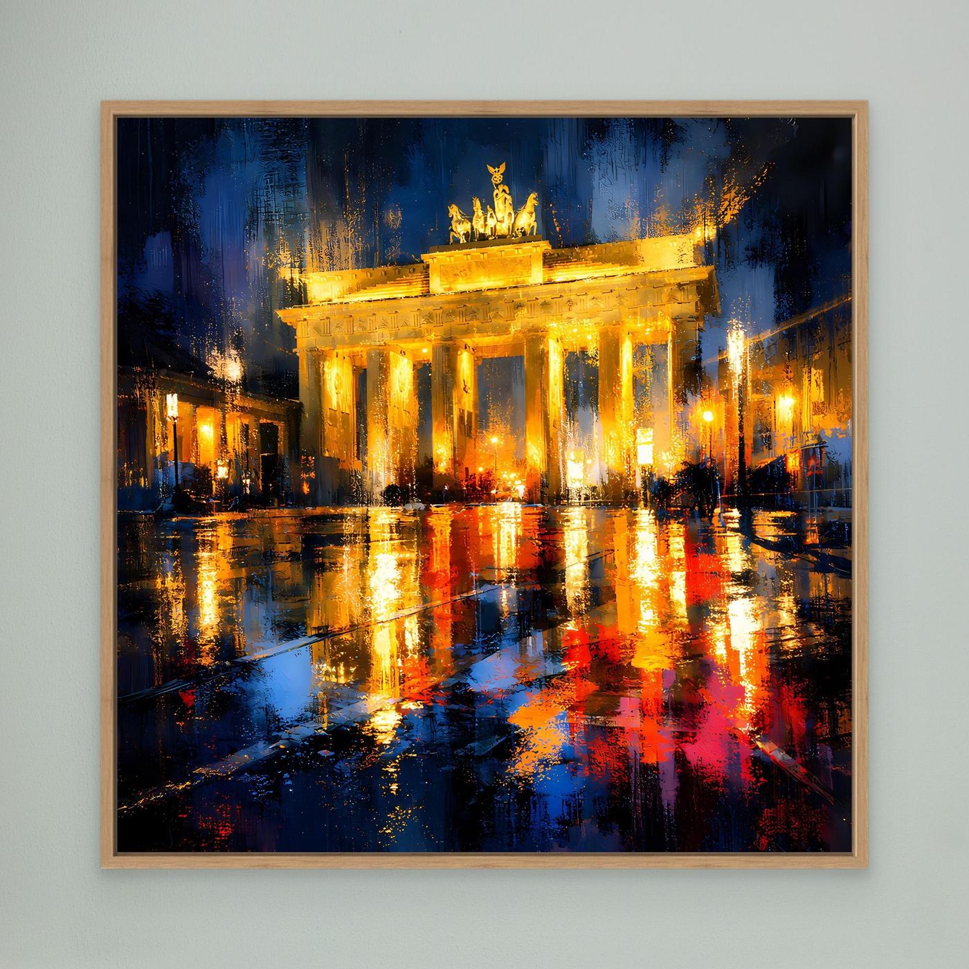 Leinwand Beleuchtetes Brandenburger Tor bei Nacht | Abstraktes Berlin Wandbild