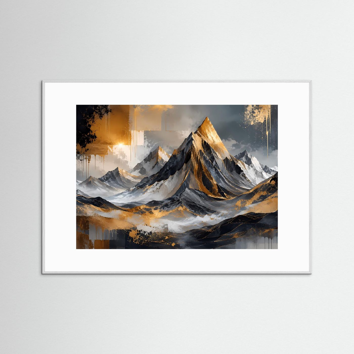 Goldene Gipfel | Abstraktes Berg-Panorama & Natur Poster im Querformat