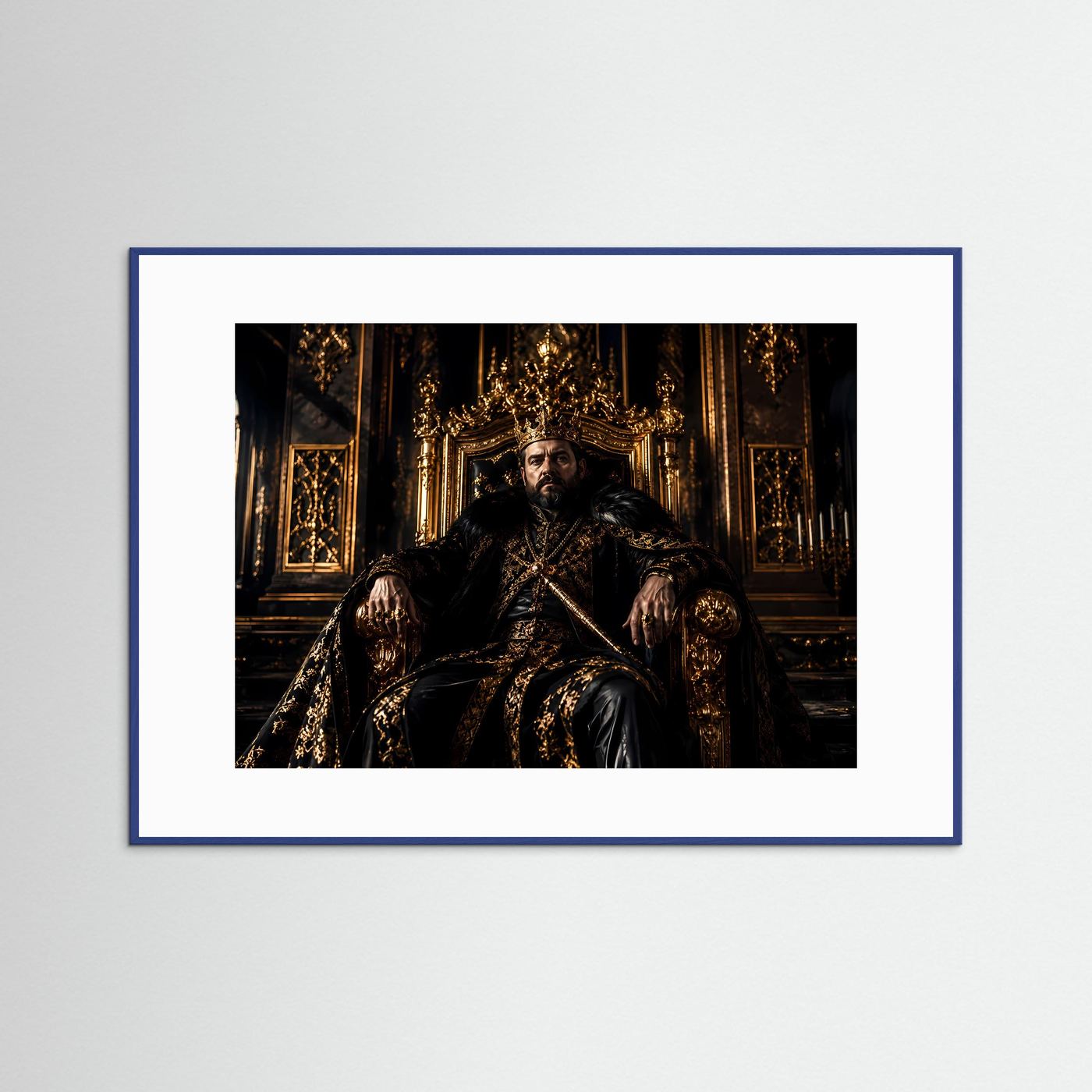 Mächtiger König auf goldenem Thron | Royaler Herrscher & Barock Poster