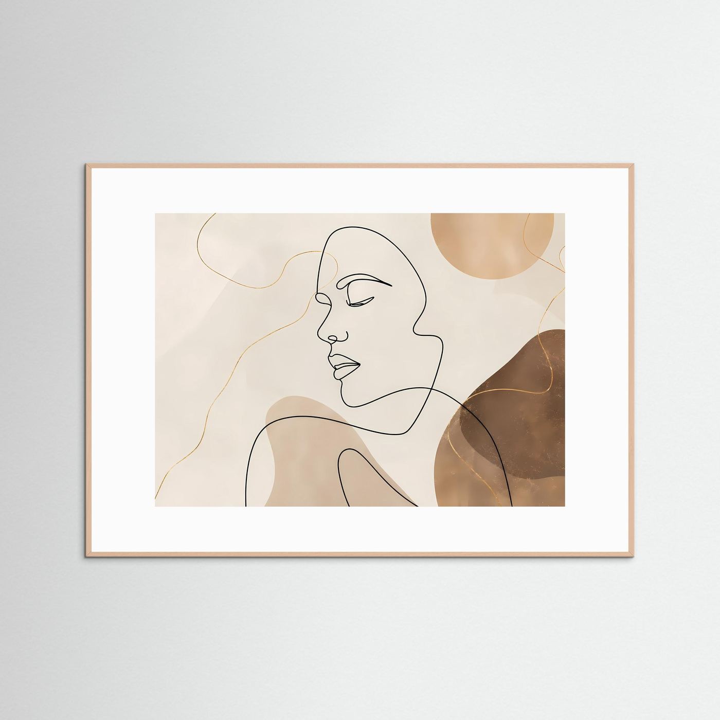 Minimalistisches Line Art Gesicht Poster | One Line Gesicht Wandbild | Moderne Boho Kunst | Abstraktes Frauenportrait | Beige Skandinavische Wanddekoration