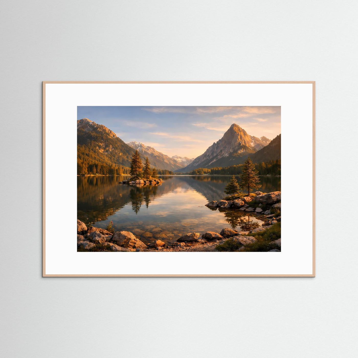 Alpenidyll am Bergsee im Abendlicht | Panorama Bergmassiv & Natur Poster Querformat