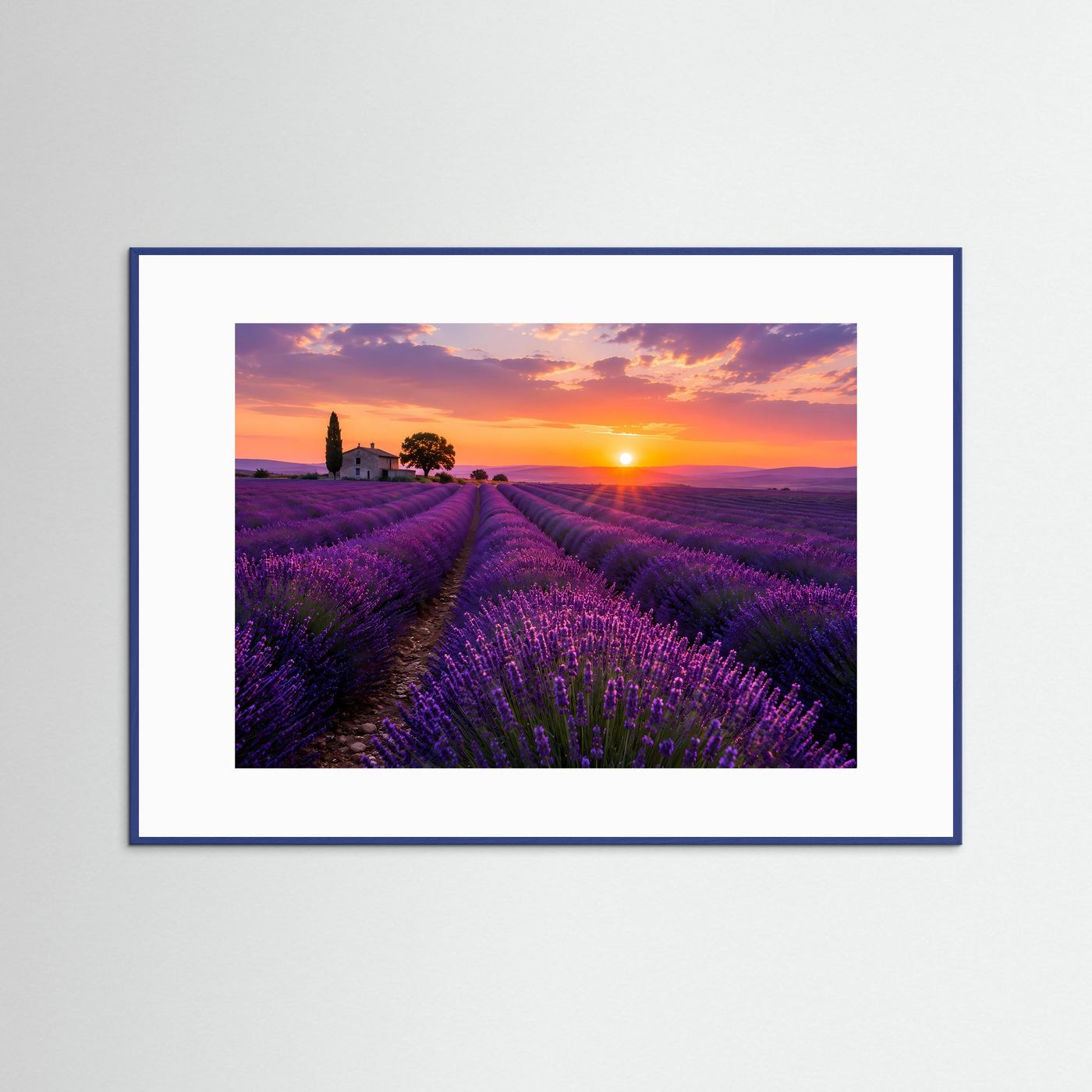 Lavendelfeld Poster Querformat | Provence Landschaft im Sonnenuntergang