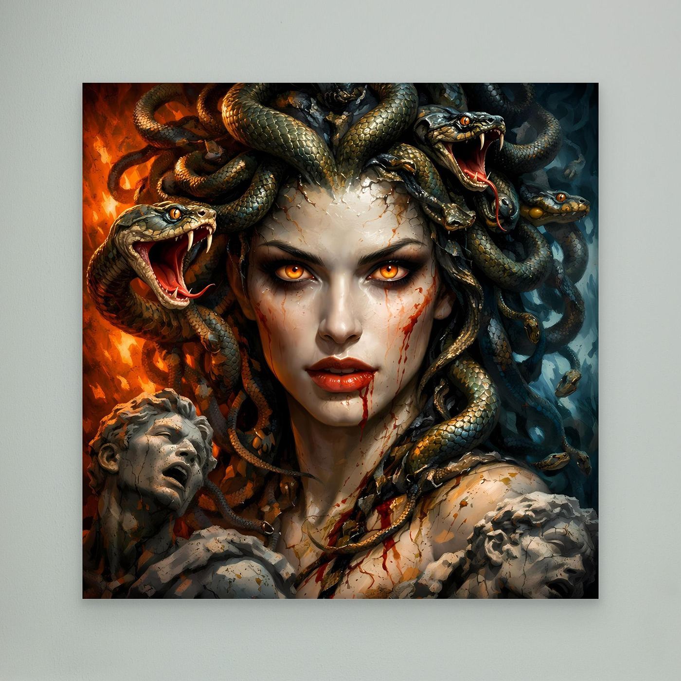 Leinwand Mythische Medusa mit Schlangenhaar | Griechische Mythologie Wandbild