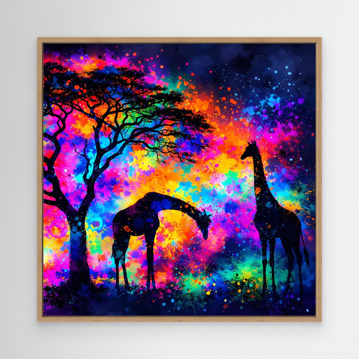 Leinwandbild Magische Afrikanische Savanne | Abstraktes Giraffen Wandbild auf Keilrahmen