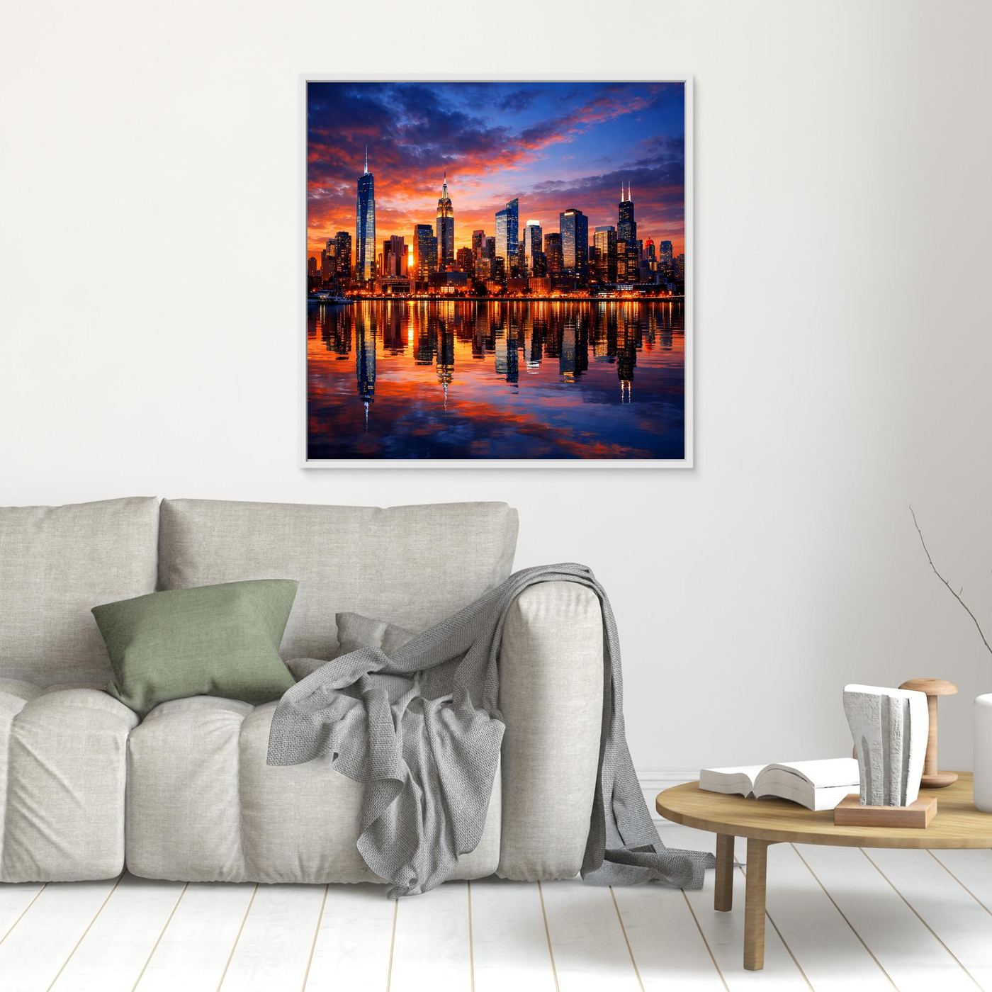 Leinwand Atemberaubende City Skyline im Abendrot | Urbanes New York Stil Wandbild