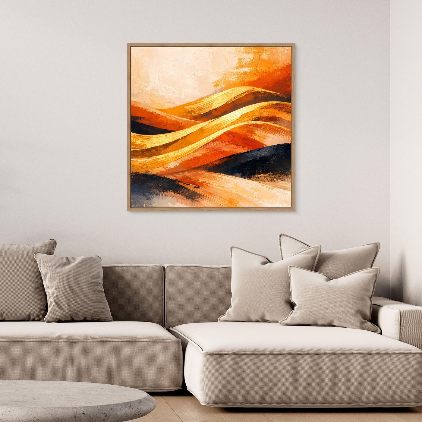 Leinwand Goldene Wüstendünen | Abstraktes Modern Art Landschafts Wandbild