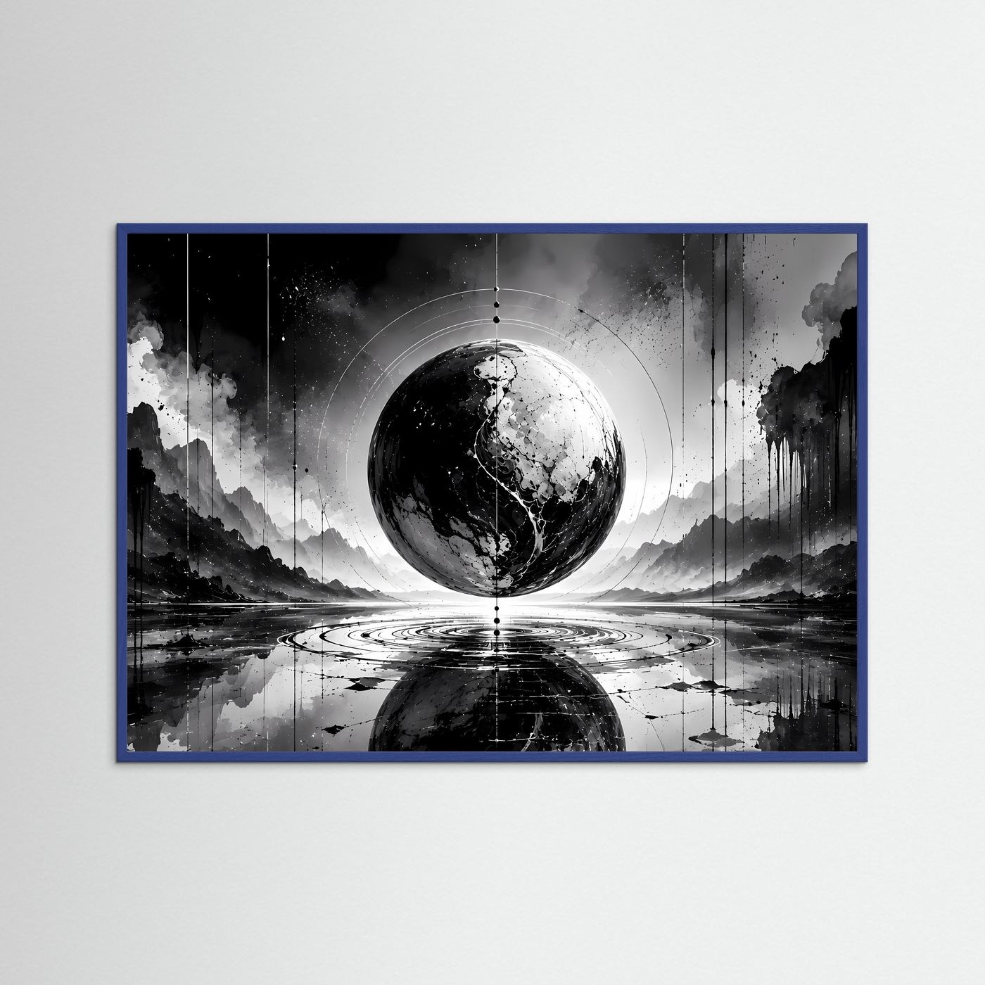 Schwarz Weiß Kugel Poster | Abstrakte Sphere Wandbild | Minimalistische Moderne Kunst | Monochrome Wall Art