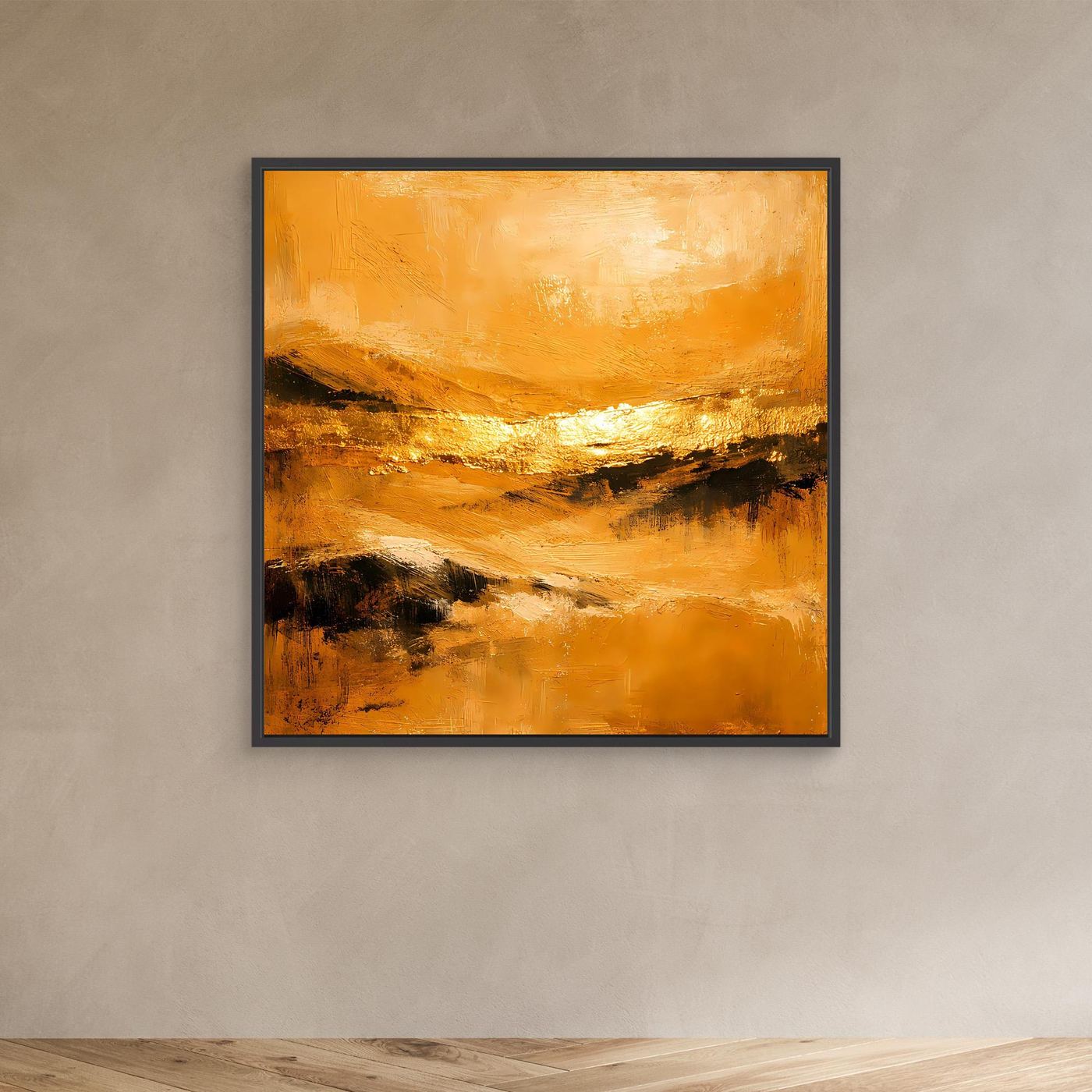 Leinwand Abstrakte Landschaft in Gold und Ocker | Modernes Elegantes Natur Wandbild