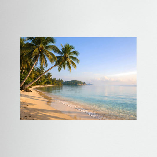 Strand- und Meerposter mit Palmen am Sandstrand, Querformat