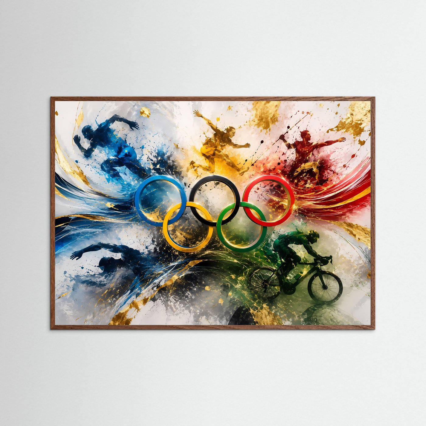 Dynamische Sportmomente & Olympische Ringe | Modernes Wandbild & Kunst-Poster