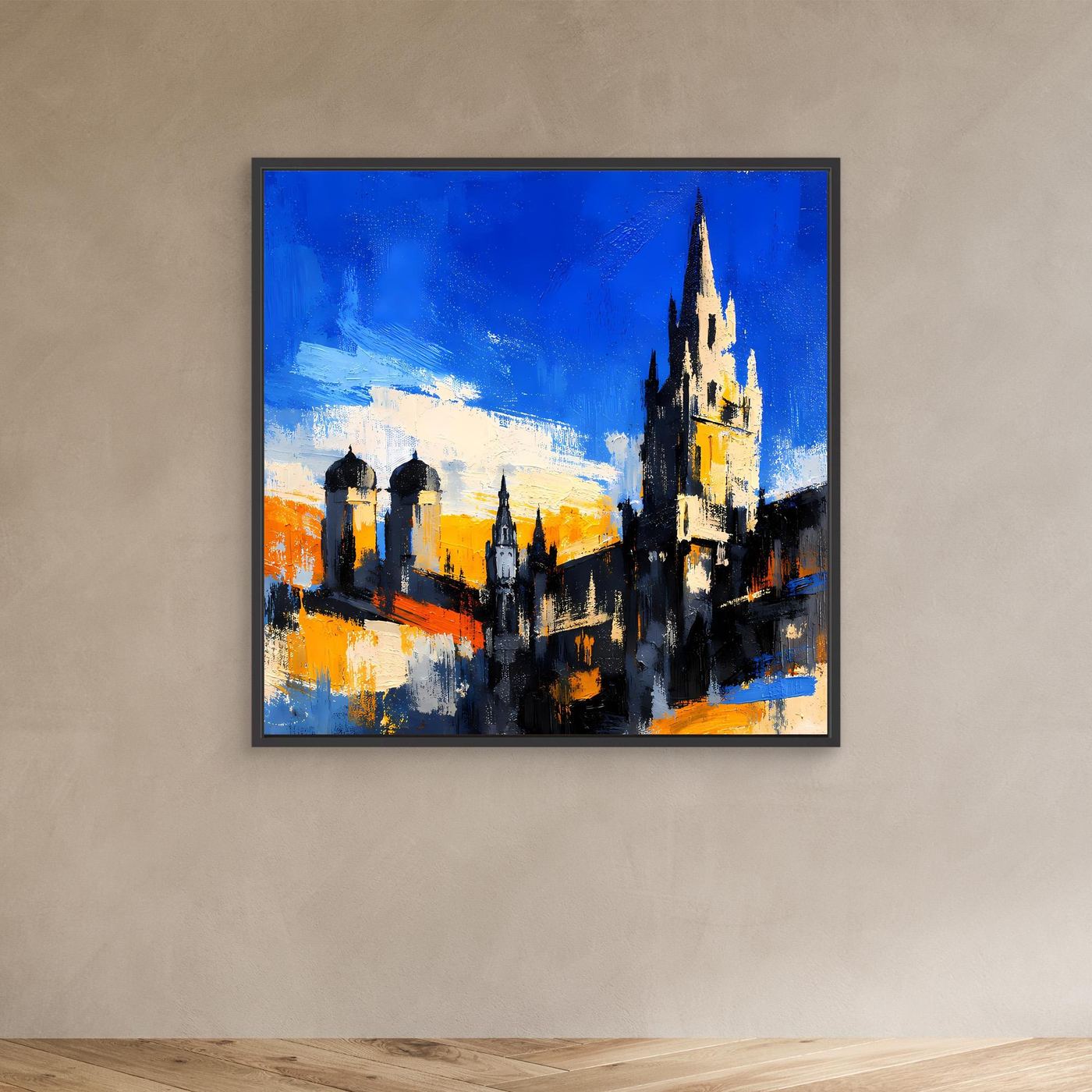 Leinwand Historische Stadtkulisse bei Sonnenuntergang | Abstraktes Architektur Wandbild
