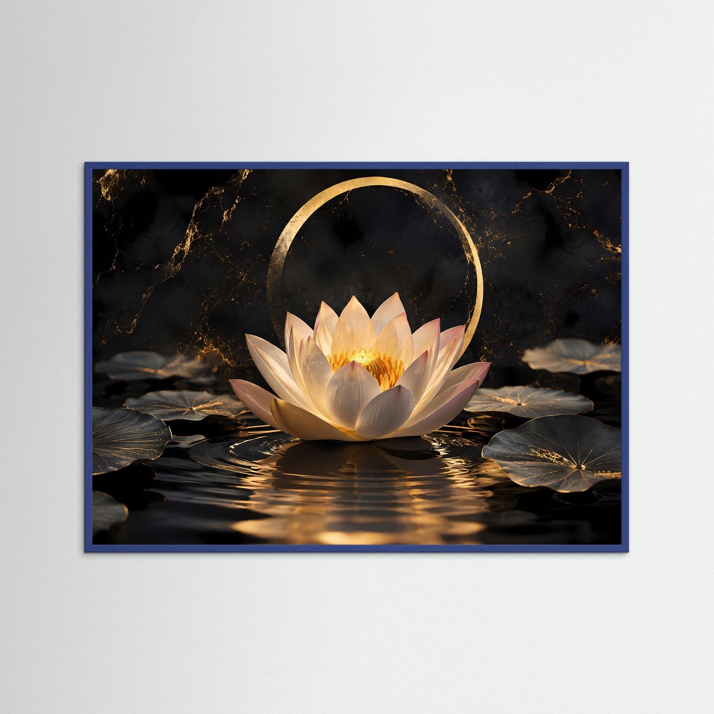 Gelebte Harmonie & Eleganz | Spirituelles Lotusblüten Poster mit Goldeffekten