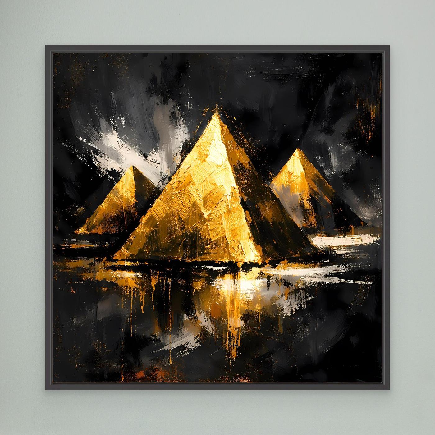 Leinwand Goldene Pyramiden von Gizeh | Abstraktes Ägypten Wandbild Modern