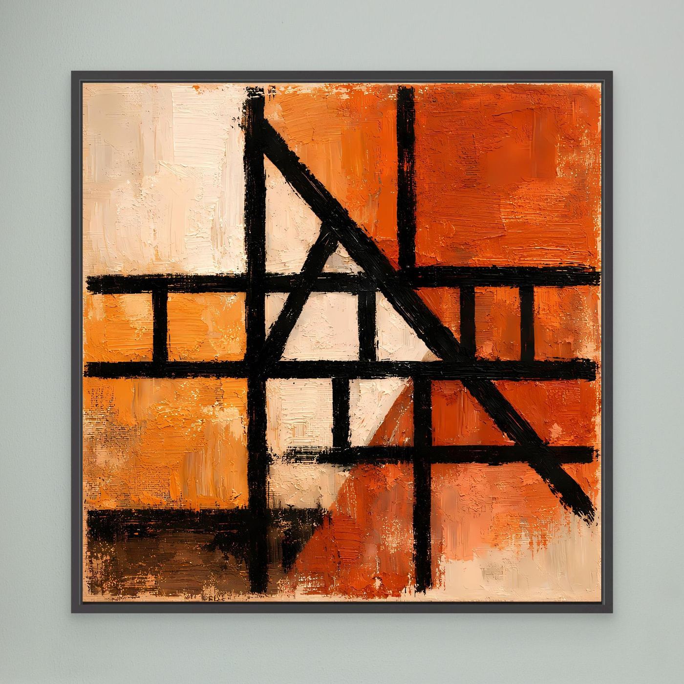 Leinwand Geometrische Linien auf Terrakotta | Abstraktes Modernes Wandbild